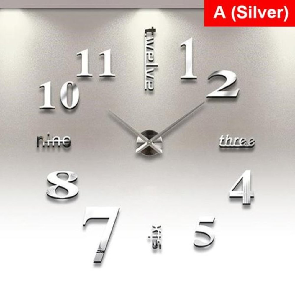 3D Mirror Roman Numbers Wall Clock - Picture 3 of 9
